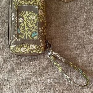 Vera Bradley Floral Wristlet Wallet - Green and Brown